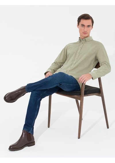 Cacharel Su Yeşili Slim Fit Uzun Kollu Gömlek Yeşil