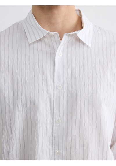 Lcw Vision Gri Regular Fit Çizgili Poplin Erkek Gömlek