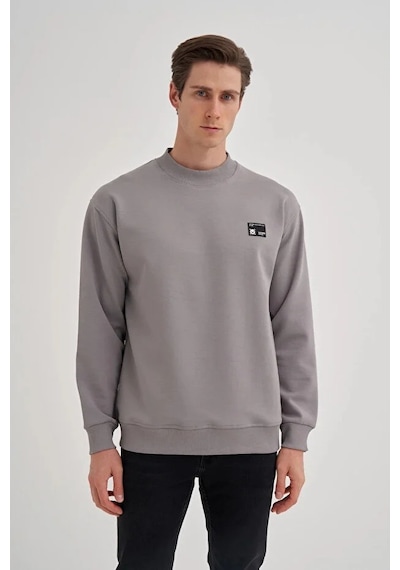 Cazador Relax Fit Pamuk Karışımlı Scuba Kumaş Sweatshirt-52480 Gri