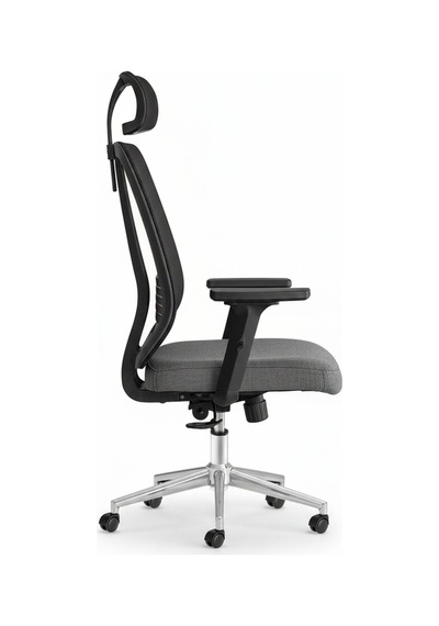 Upstyle Poyraz Başlıklı Fileli Ergonomik Çalışma Koltuğu Siyah Krom Koltuk 66 125 65 Cm