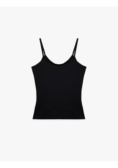 Koton U Yaka Kolsuz Slim Fit Basic Atlet Siyah 6sal30058ık