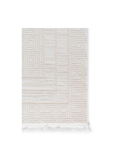 Badelya Home Krem 7107 Modern Desen Doğal Taban Saçaklı Salon Koridor Mutfak Çocuk Oturma Odası Halı Yolluk 7107-krem