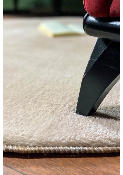 Sütlü Kahve Renkli Yumuşak Yüzeyli Kaydırmaz Yuvarlak Peluş Halı-252 Vizon