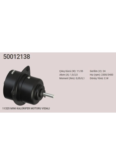 Başkurt 50012138 Koltuk Altı Kalorifer Motoru 24 Volt Vidalı Mil