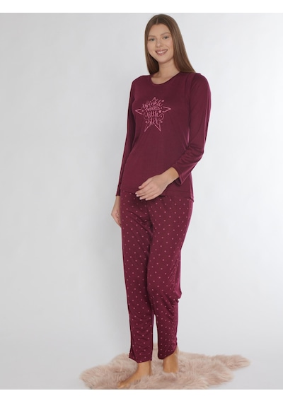 Uzun Kol Pijama Takımı Viskon Alperi 790-85 Bordo