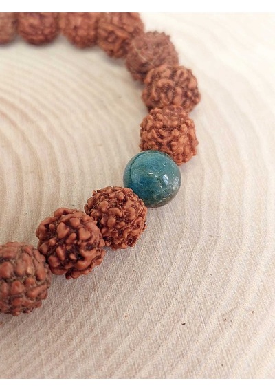 Apatit Taşlı Rudraksha Tohum Unisex Bileklik 8mm Gümüş