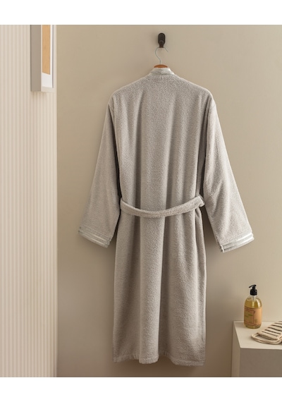 Madame Coco Maynor %100 Pamuk Floşlu Unisex Bornoz - Açık Gri 8684427306000 Çok Renkli