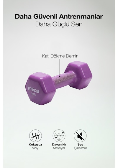 Proforce Vdb Dışı Vinil Kaplı Içi Çelik Döküm Ağırlık Dambıl Mavi 5 KG