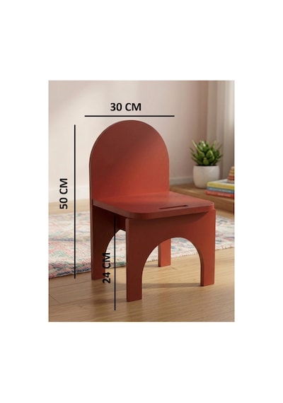 Montessori Mdf Çocuk Sandalyesi, Modern Tasarım, Güvenli Ve Dayanıklı Ahşap Çocuk Sandalyesi Kırmızı