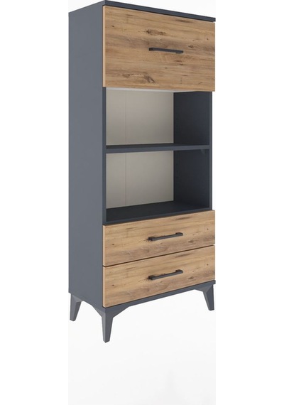 Arges Dolap 2 Raflı 3 Çekmeceli 60x30x134 Antrasit-çam Antrasit