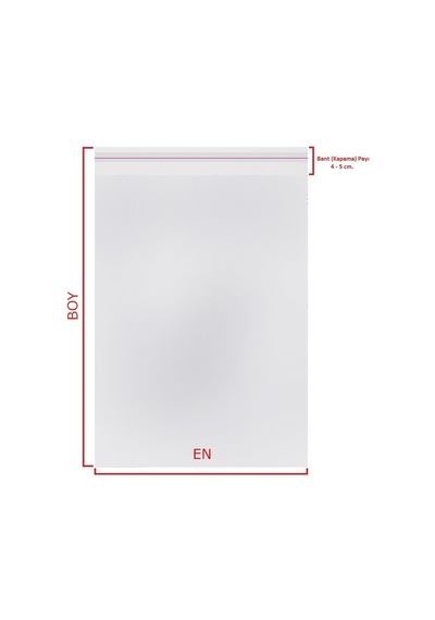 10X25+5 Cm. 10X30 25 Adet Şeffaf Bantlı Yapışkanlı Jelatin Poşe