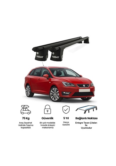 Trio-ıı Seat İbiza Kombi 2015 Ve Sonrası Uyumlu Siyah Kilitli Ara Atkı 120cm Port Bagaj Tavan Barı