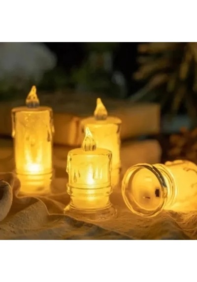 Hubrendy Emin Gerçekçi Titrek Alev Efektli Pilli Led Mum 12'li Paket