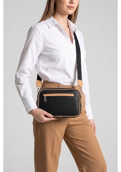 Just Polo Kadın Siyah-taba Ayarlanabilir Uzun Askılı Omuz Çantası-bd4023bd Siyah - Camel