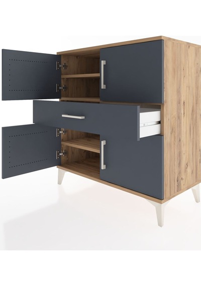Hyperion Şifonyer 3 Raflı Tek Çekmeceli 4 Kapaklı 88x44x96 Ça... Çam Hyperion Şifonyer 3 Raflı Tek Çekmeceli 4 Kapaklı 88x44x96 Ça... Çam