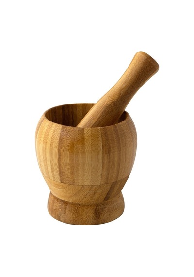12cm Bambu Ahşap Sarımsak Ezeceği Havan Tokmaklı Bambu Havan