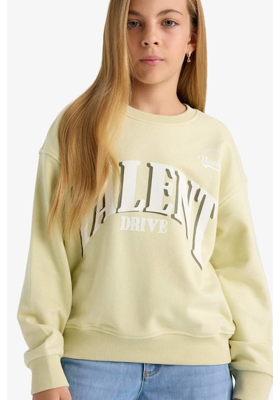 Defacto Kız Çocuk Relax Fit Bisiklet Yaka Baskılı Sweatshirt E6760a825augn1236 Yeşil