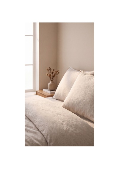 %100 Pamuk Keten Çift Kişilik Nevresim Takımı Lastikli Çarşaflı 200x220 Cm Taş Rengi - 904806307 Taş Rengi