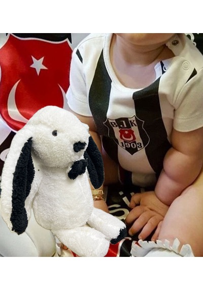Uyku Arkadaşım Papyonlu Uzun Kulak Bunny Peluş Tavşan Siyah