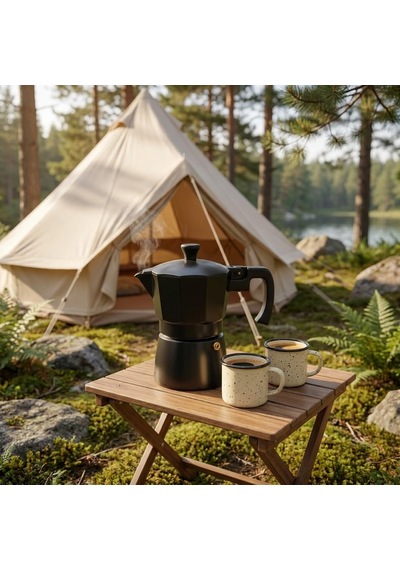 Deconox Siyah Moka Pot 3 Fincanlık, 180 Ml Alüminyum Espresso Dem