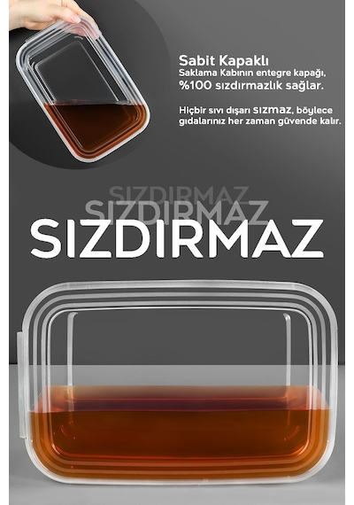 10 Adet Sızdırmaz Kendinden Kapaklı Derin Dondurucuya Uygun Saklama Kabı Düzenleyici Erzak Kabı 2 Lt Şeffaf
