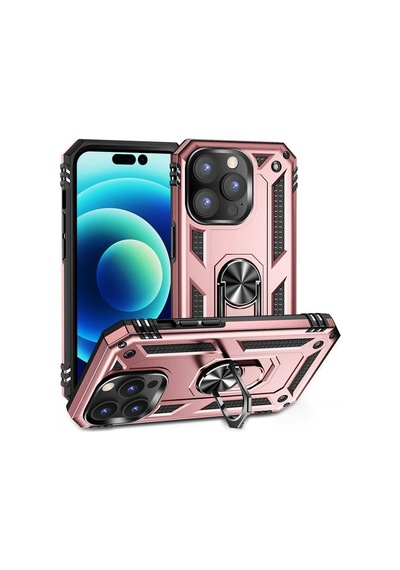 Teknomoda Apple Uyumlu iPhone 14 Pro Max Kılıf Yüzüklü Standli Tank Kapak