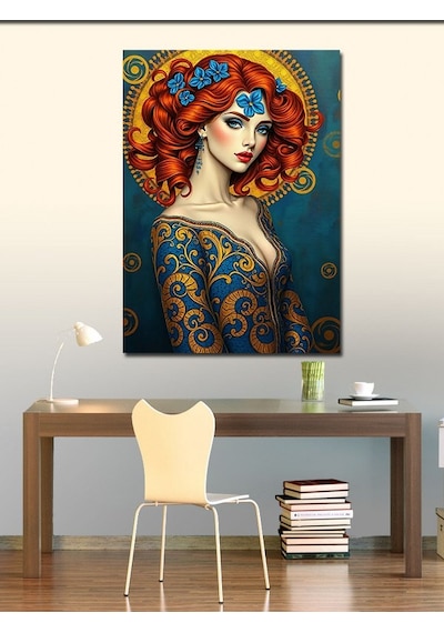 Kanvas Tablo Kırmızı Saçlı Kadın Portresi 50cmx70cm