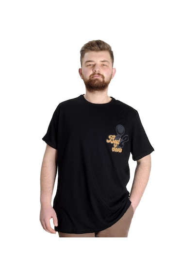 Mode Xl Büyük Beden Erkek T-Shirt Best Score 23134 Siyah 001