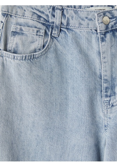LC Waikiki Lc Waıkıkı Mavi Yüksek Bel Straight Fit Kadın Jean Pantolon