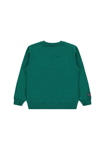 Silversun Kids Silversun Basic Etiket Armalı 8-13 Yaş Sweatshirt - Yeşil