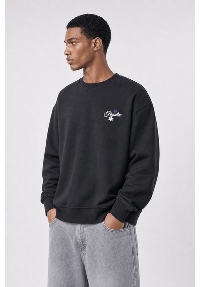 Respire Erkek Finalize Patch Detaylı Oversize Sweatshirt Siyah