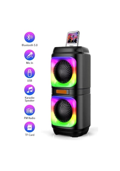 Blic Bls-48 Şarjlı Taşınabilir Bluetooth Hoparlör Extra Bass, Rgb Disko Işıkları, Mikrofonlu-14776