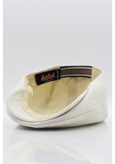 Külah Erkek Düz Pamuklu Açık Bej Flat Cap Kasket-Açık Bej-Standart