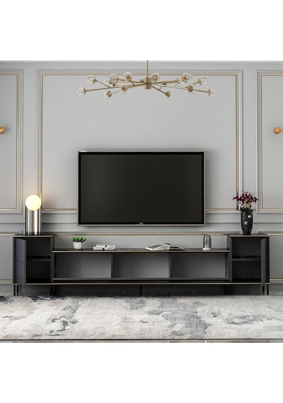 İmaj Tv Ünitesi Ve Komodin Set Traverten/gold, Oturma Odası Set, Tv Sehpası - Antrasit Antrasit İmaj Tv Ünitesi Ve Komodin Set Traverten/gold, Oturma Odası Set, Tv Sehpası - Antrasit Antrasit