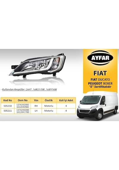 Far Sol 505211 Ducato Boxer Jumper Jumper14- Motorlu