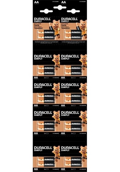 Duracell 20 Li Kartela 1.5 V Alkalin Aa Kalem Pil