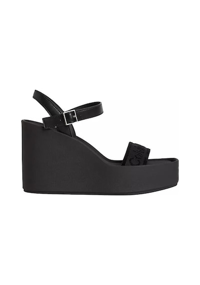 Calvin Klein Kadın Wedge Bantlı Deri Sandalet-14756 Siyah