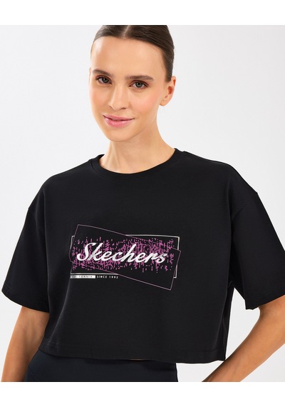 Skechers W Crop Fit Graphic Tee T-shirt Kadın Siyah Tshirt S2510144-001 Siyah