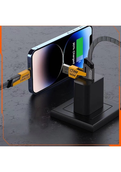 65w Çok Hızlı Kopmaz 4 Başlıklı Altın Uç Hızlı Şarj Kablosu Tüm Telefon Tabletler İçin Uyumlu