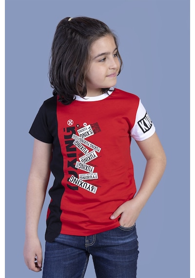 Toontoy Kids Toontoy Erkek Çocuk Garni Detaylı Baskılı Tişört Kırmızı
