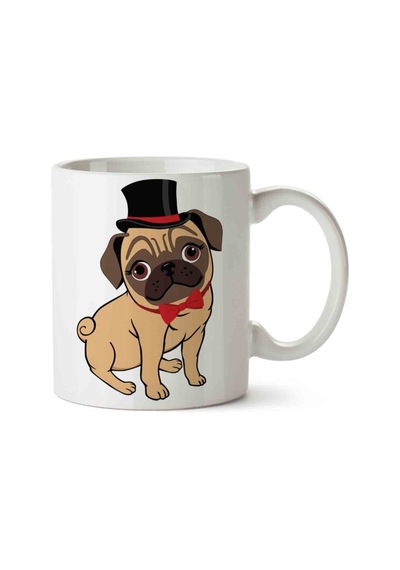 Pug Puppy Canidae Toy Dog Köpek Porselen Kupa Bardak Beyaz