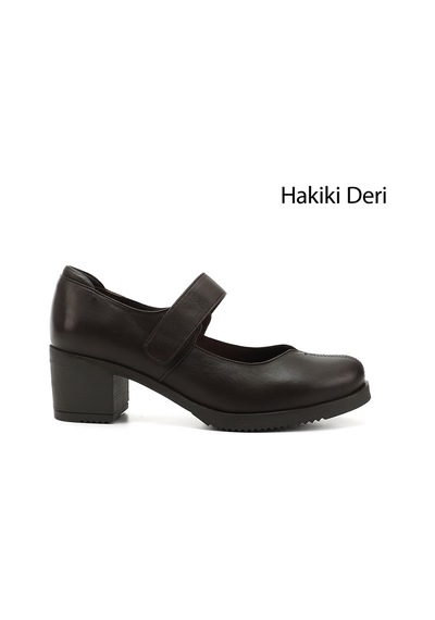Gönderi(R) Gönderi R Kahve Antik Kalın Topuklu Mary Jane Hakiki Deri Ayakkabı Kahve