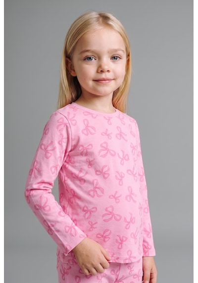 Defacto Uzun Kollu Üst Lastikli Paça Alt Fiyonk Desenli 2li Pijama Takımı Kız Bebek I3904a526auer105 Ekru-er105