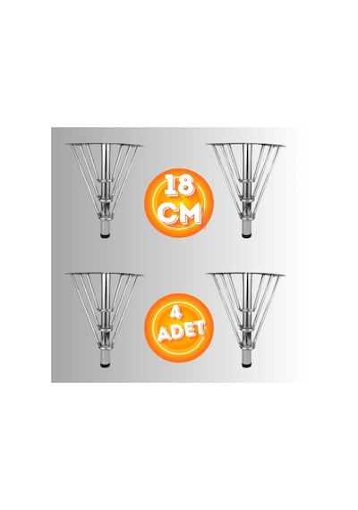 18 Cm Metal 3 Telli Koltuk Ayağı Mobilya Ayağı Ünite Ayağı Konsol Ayağı Puf Berjer Ayağı 4 Adet Krom