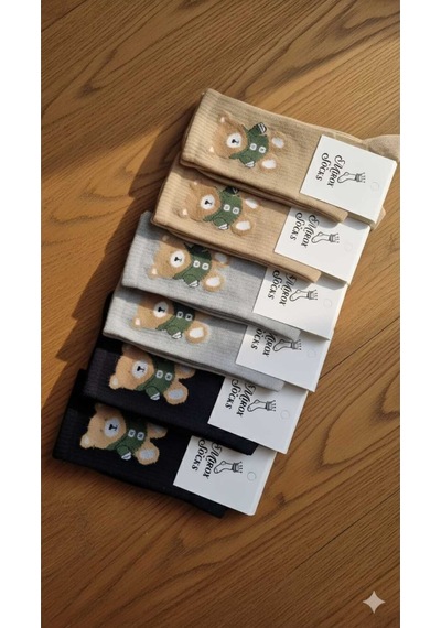 Kadın Pamuk Çorap Kışlık 36-40 Numara Asorti 6'lı Paket Set 4