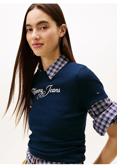 Tjw Slim Essential Logo T-shirt-12840 Mavi