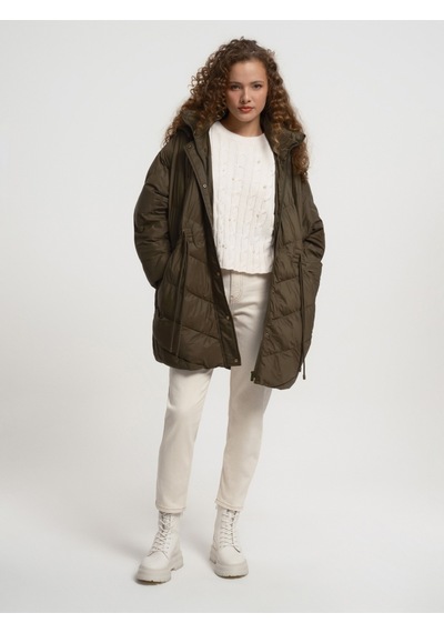 Oversize Fit Kadın Mont Haki