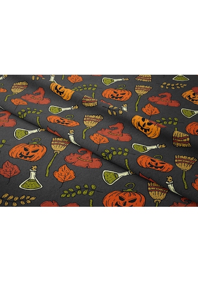 Happy Halloween Şapkalı Balkabağı, Süpürge, Yaprak