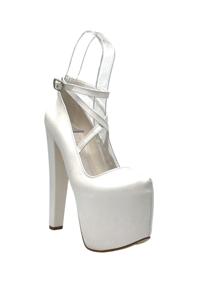 Kindep Yüksek Topuklu 18 Cm Platform 7 Cm Kadın Ayakkabı Beyaz Beyaz