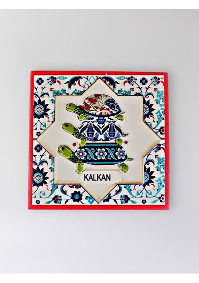 Kalkan Temalı Polyester Kabartmalı Kaplumbağa Desen Magnet 7 X 7 Cm Dekoratif Hediyelik Buzdolabı Süsü Kod:1197